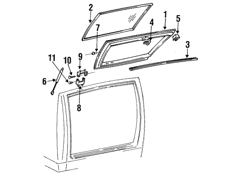 2000 Chevy Tahoe Lift Gate & Hardware, Glass Diagram 1 - Thumbnail