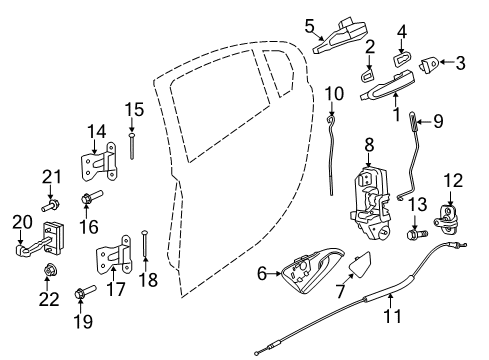 2016 Chevy Caprice Cover,Rear Side Door Lock Cyl Opening Diagram for 92264557