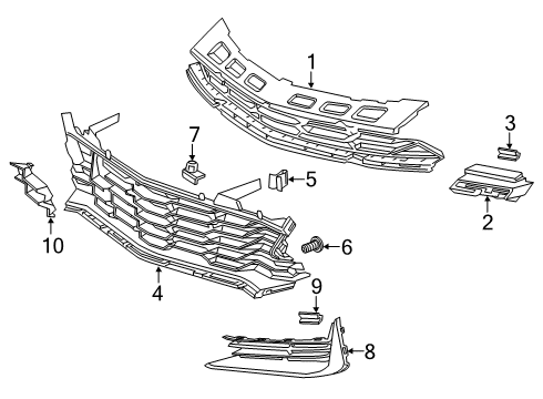 2022 Chevy Camaro Grille & Components Diagram 1 - Thumbnail