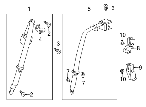 2015 Cadillac ATS Passenger Seat Belt Kit (Retractor Side) (W/ Pre, Tensioner)*Black W/Blac Diagram for 19331113