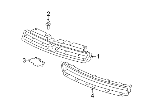 2007 Chevy Monte Carlo Grille & Components Diagram 1 - Thumbnail