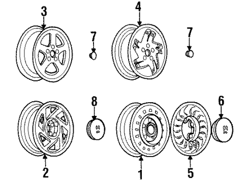 1993 Oldsmobile Cutlass Supreme Wheel Trim Cover Diagram for 10180801