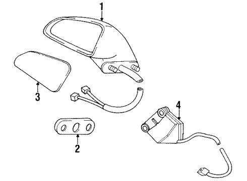 1991 Buick Park Avenue Mirror Assembly, Outside Rear View Electric/Control Defog Diagram for 20748648