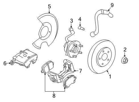 2008 Pontiac G6 Brake Components, Brakes Diagram 1 - Thumbnail