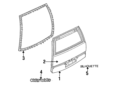 1993 Oldsmobile Silhouette Molding Assembly, Front Side Door *Blue Neon Mount Diagram for 10186550