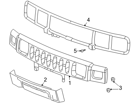 2003 Hummer H2 Grille & Components Diagram