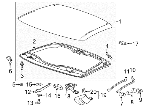 2018 Chevy Corvette Top & Components Diagram