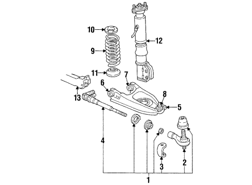 1994 Pontiac Bonneville Rear Suspension, Control Arm Diagram 1 - Thumbnail