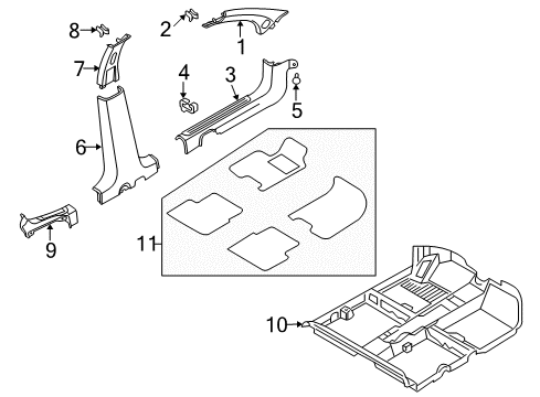 2006 Chevy Aveo Interior Trim - Pillars, Rocker & Floor Diagram 2 - Thumbnail