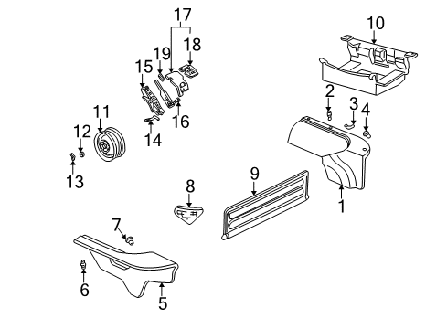 1996 Chevy Camaro Interior Trim - Rear Body Diagram 2 - Thumbnail