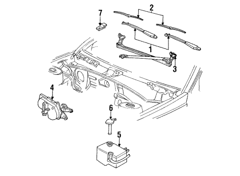 1993 Chevy Cavalier Wiper & Washer Components, Body Diagram