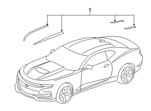 2023 Chevy Camaro Spider Stripe in Silver Ice Metallic for LS/LT Coupe Models Diagram for 84356657