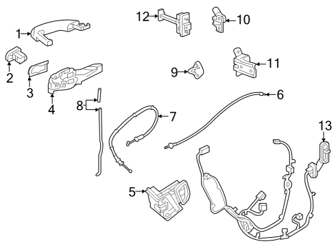 2024 Chevy Trax CABLE ASM-RR S/D O/S HDL Diagram for 42842428