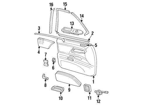 1996 Oldsmobile 98 Interior Trim - Front Door Diagram