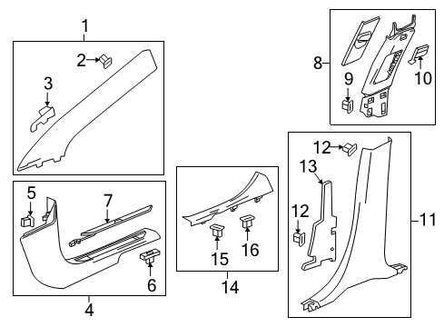 2018 Cadillac XT5 Panel Assembly, Center Pillar Lower Trim *Black Diagram for 84215416