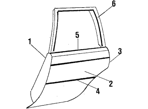 1986 Pontiac Bonneville Molding Kit,Rear Door Lower Diagram for 20496107