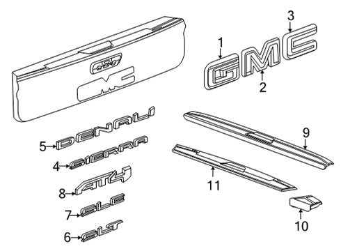 2023 GMC Sierra 2500 HD Exterior Trim - Pick Up Box Diagram 7 - Thumbnail