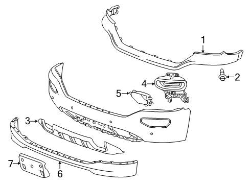 2016 GMC Sierra 1500 Cover, Front Bumper Fascia Tow Eye Access Hole Diagram for 23243484