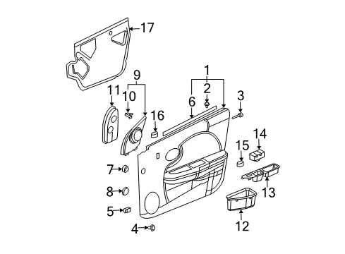 2004 Saturn Ion Trim Asm,Front Side Door *Neutral Diagram for 10368561