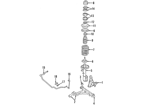 2001 Cadillac Catera Front Suspension Components, Lower Control Arm, Stabilizer Bar Diagram