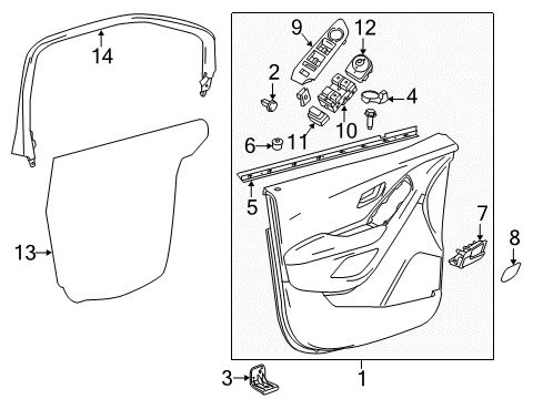 2020 Chevy Trax Interior Trim - Front Door Diagram