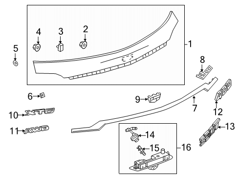 2020 Cadillac XT6 Exterior Trim - Lift Gate Diagram