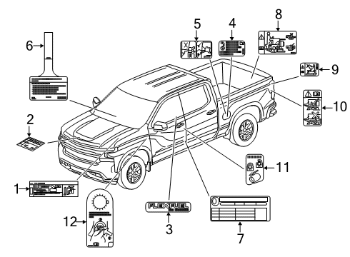 2019 GMC Sierra 1500 Label, A/C Refrig & Fan Blade Wrng Diagram for 84492906