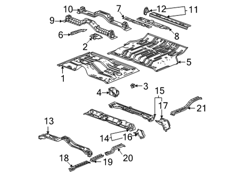 2021 GMC Yukon Floor & Rails Diagram