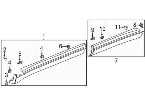 2022 Cadillac Escalade ESV Exterior Trim - Pillars Diagram