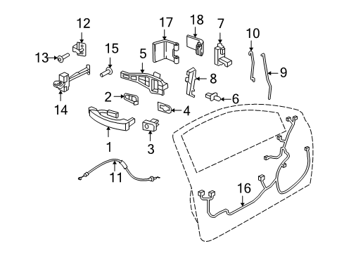 2008 Saturn Astra Cylinder Kit,Front Side Door Lock (Uncoded) Diagram for 19180239