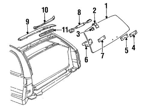 1993 Buick Roadmaster Tail Gate Glass & Hardware, Wiper & Washer Components Diagram