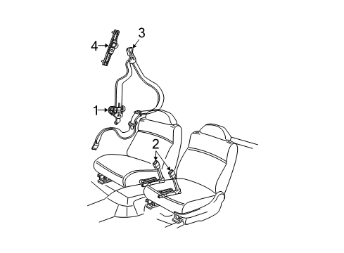 2005 Pontiac Grand Prix Seat Belt, Body Diagram 1 - Thumbnail