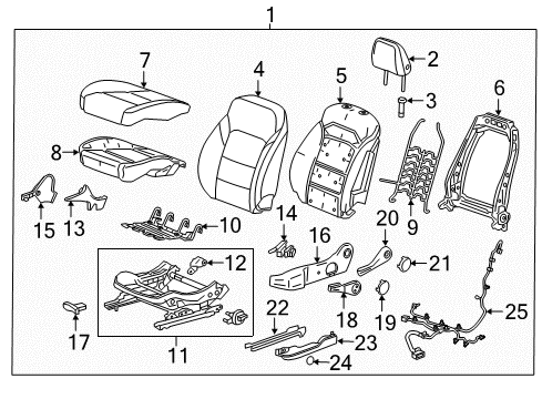 2018 GMC Acadia Driver Seat Components Diagram 2 - Thumbnail