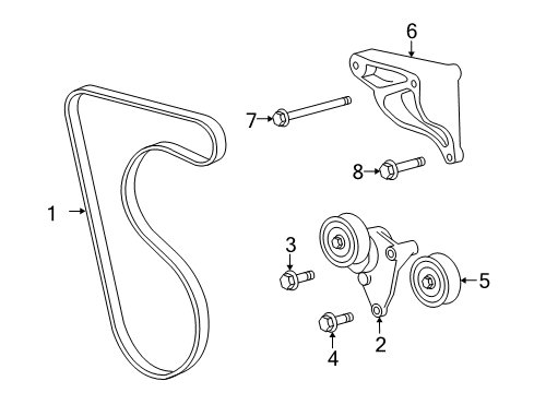 2008 GMC Yukon Tensioner,A/C Compressor Belt Diagram for 12580196