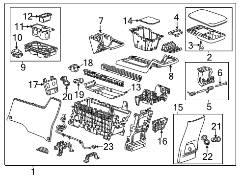 2014 Chevy Captiva Sport Center Console, Front Console Diagram 1 - Thumbnail