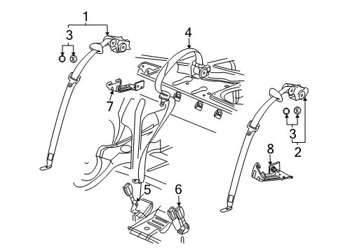 2011 Cadillac CTS Rear Seat Belts Diagram 3 - Thumbnail