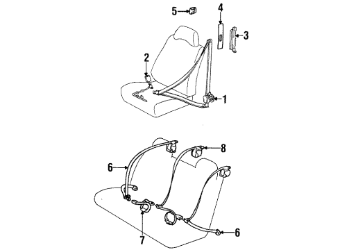 1999 Chevy Prizm Passenger Seat Belt Kit(Retractor Side)(W/Pyrotechnic Pre, Tensioner) Diagram for 94858245