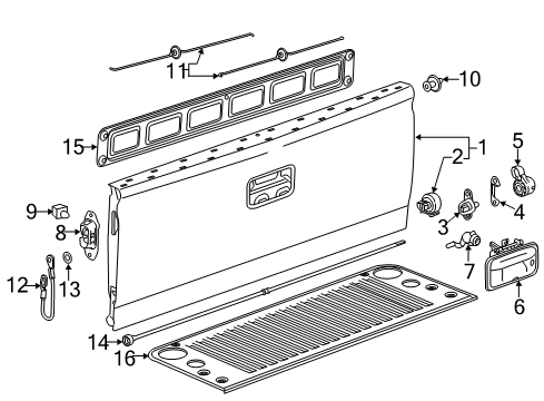 2014 Chevy Silverado 1500 Tail Gate, Body Diagram 1 - Thumbnail