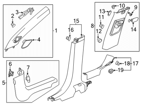 2024 Chevy Trailblazer Interior Trim - Pillars Diagram