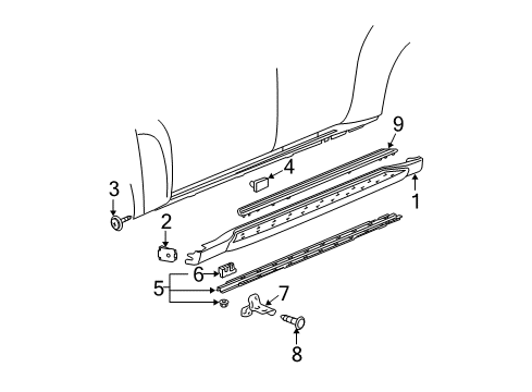 2011 Chevy HHR Exterior Trim - Pillars, Rocker & Floor Diagram