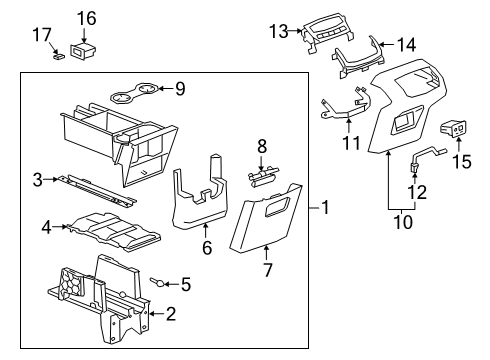 2020 Cadillac XT6 Compartment Assembly, F/Flr Cnsl Rr *Dark Titaniu Diagram for 84663887