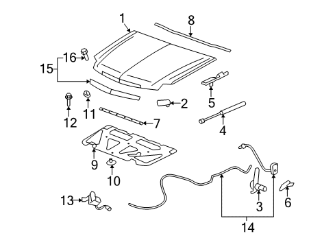 2010 Cadillac Escalade EXT Hood & Components, Exterior Trim Diagram