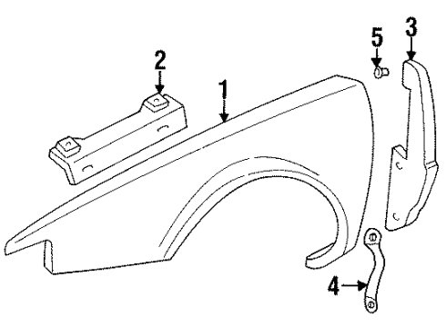 2002 Cadillac Eldorado Insulator, Front Fender Rear Diagram for 25650907