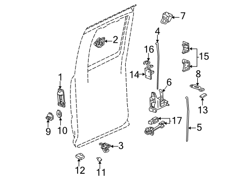 2005 Chevy Silverado 1500 Rear Door - Lock & Hardware Diagram 1 - Thumbnail