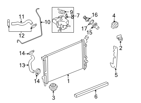 2006 Pontiac Montana Radiator & Components Diagram