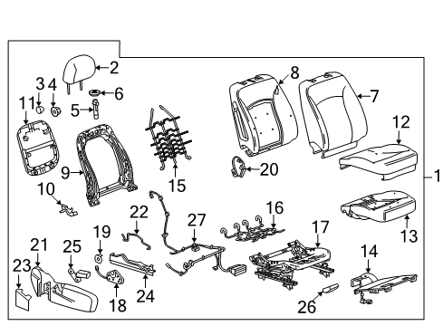 2014 Chevy Malibu Frame Assembly, Front Seat Cushion Diagram for 13506152