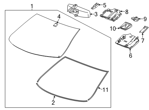 2015 Chevy Malibu Windshield Glass, Reveal Moldings Diagram