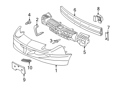 1999 Pontiac Sunfire Grille, Radiator *Black Diagram for 22598287