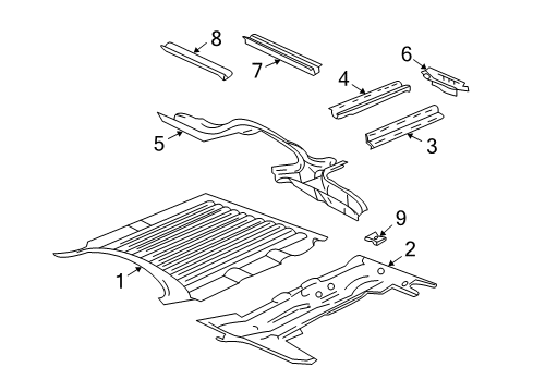 2002 Chevy Express 1500 Pillars, Rocker & Floor - Floor Diagram