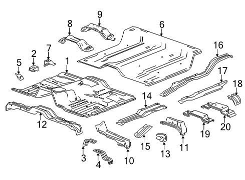 2020 GMC Yukon XL Pillars, Rocker & Floor - Floor & Rails Diagram